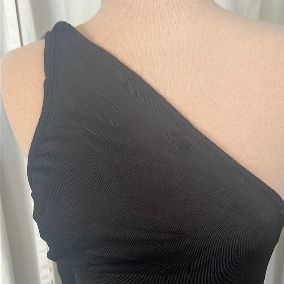 MNG mango Chic Black One sleeve Shoulder Dress asymmetrical knit maxi - Picture 6 of 12